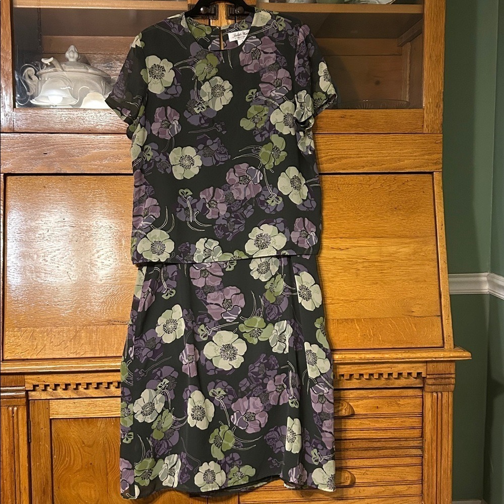 Judith‎ Hart Whimsigoth Y2K Dark Floral Skirt Set Blouse Skirt 90s Vintage